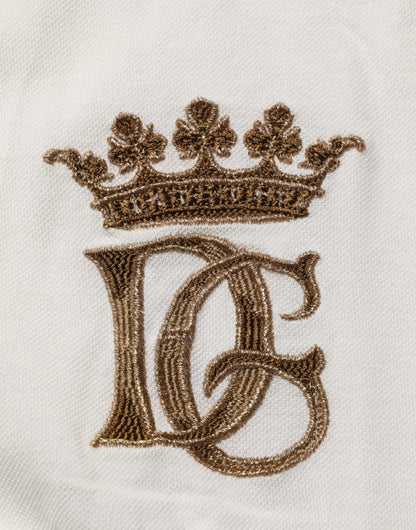 Dolce & Gabbana White Logo Embroidery Cotton Polo T-shirt