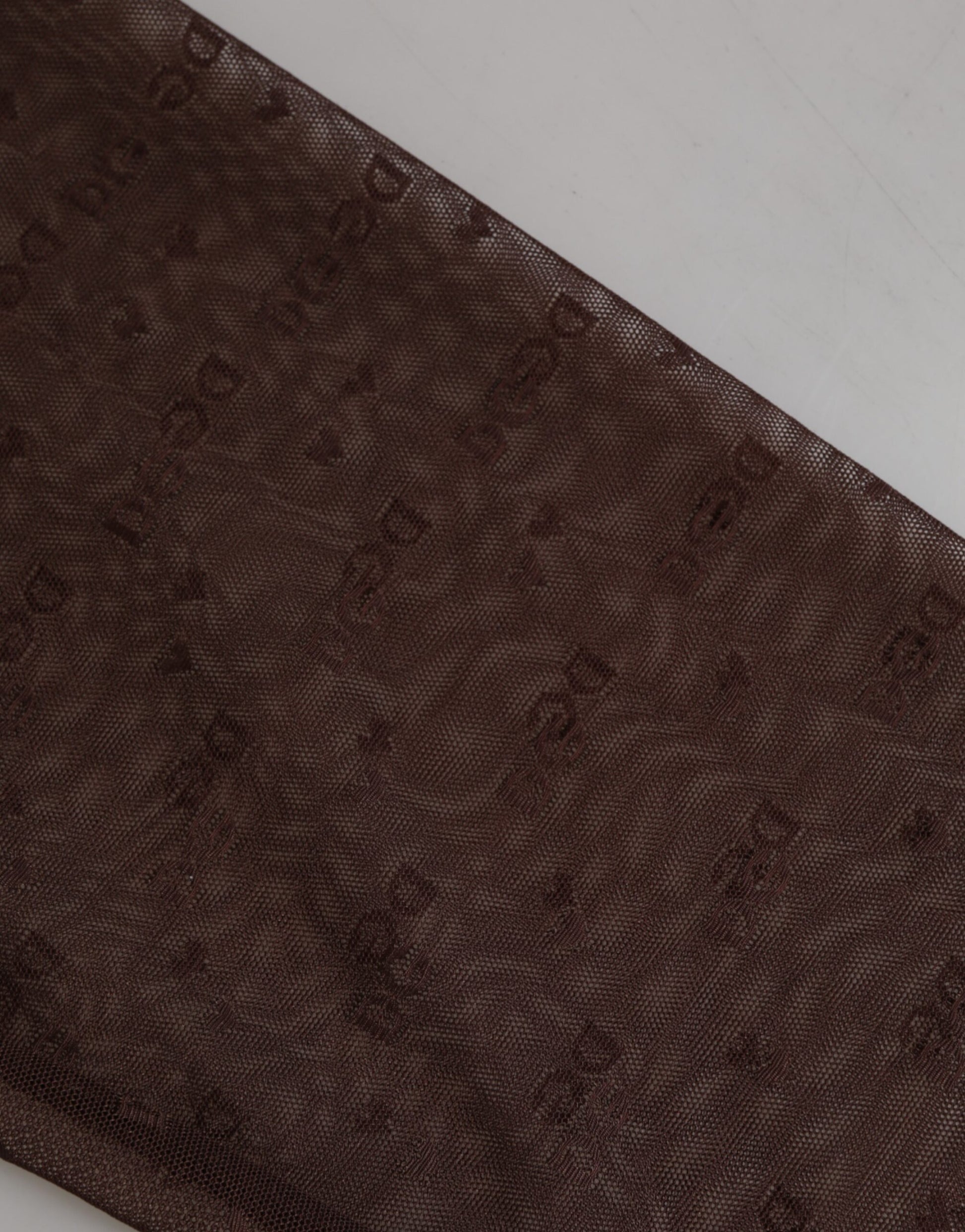 Dolce & Gabbana Brown Nylon Logo Lace Leggings Pants