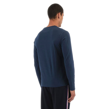 La Martina Blue Cotton T-Shirt - Long Sleeved Elegance