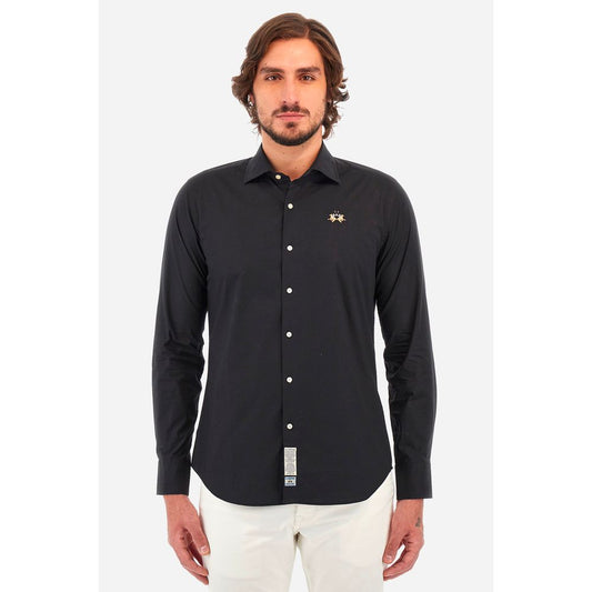La Martina Blue Cotton Shirt - Slim Fit Elegance