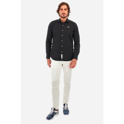 La Martina Blue Cotton Shirt - Slim Fit Elegance