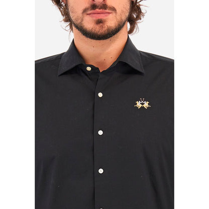 La Martina Blue Cotton Shirt - Slim Fit Elegance