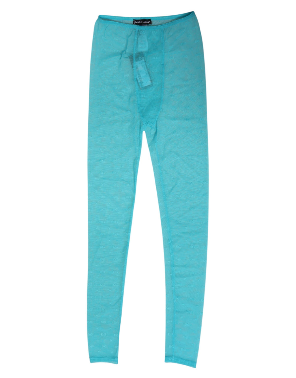 Dolce & Gabbana Light Blue Logo Lace Leggings Pants Underwear