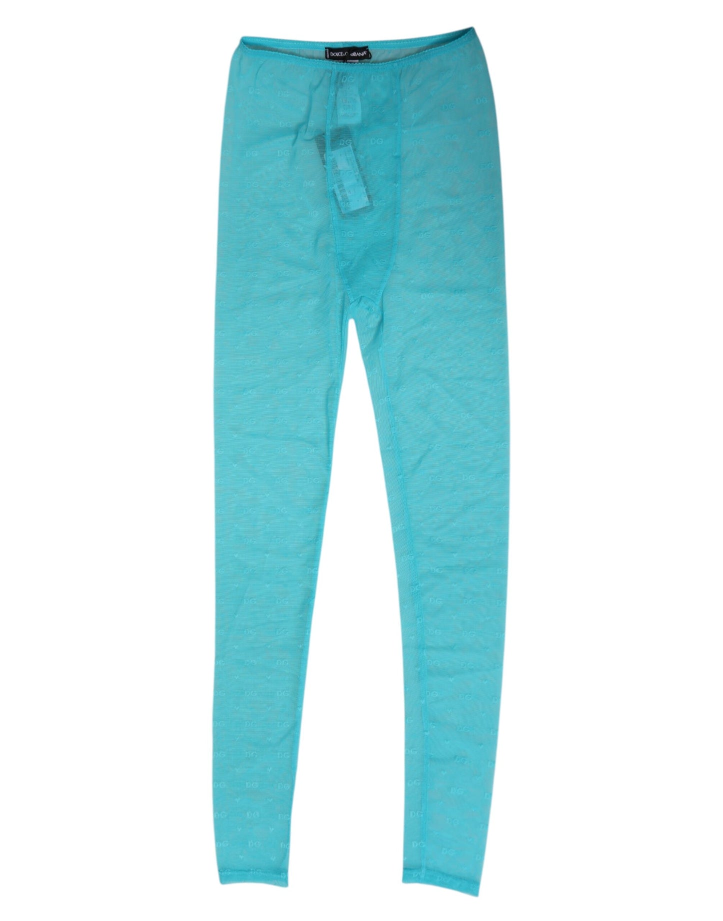 Dolce & Gabbana Light Blue Logo Lace Leggings Pants Underwear