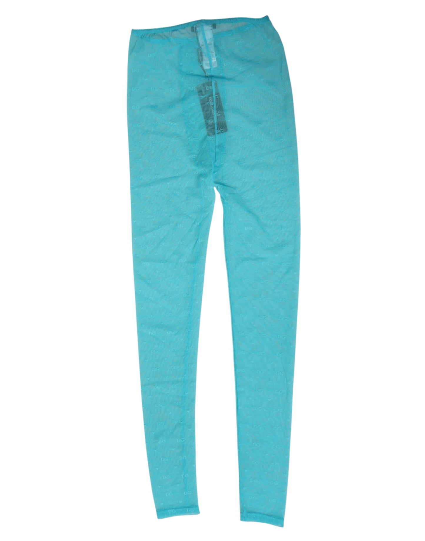 Dolce & Gabbana Light Blue Logo Lace Leggings Pants Underwear