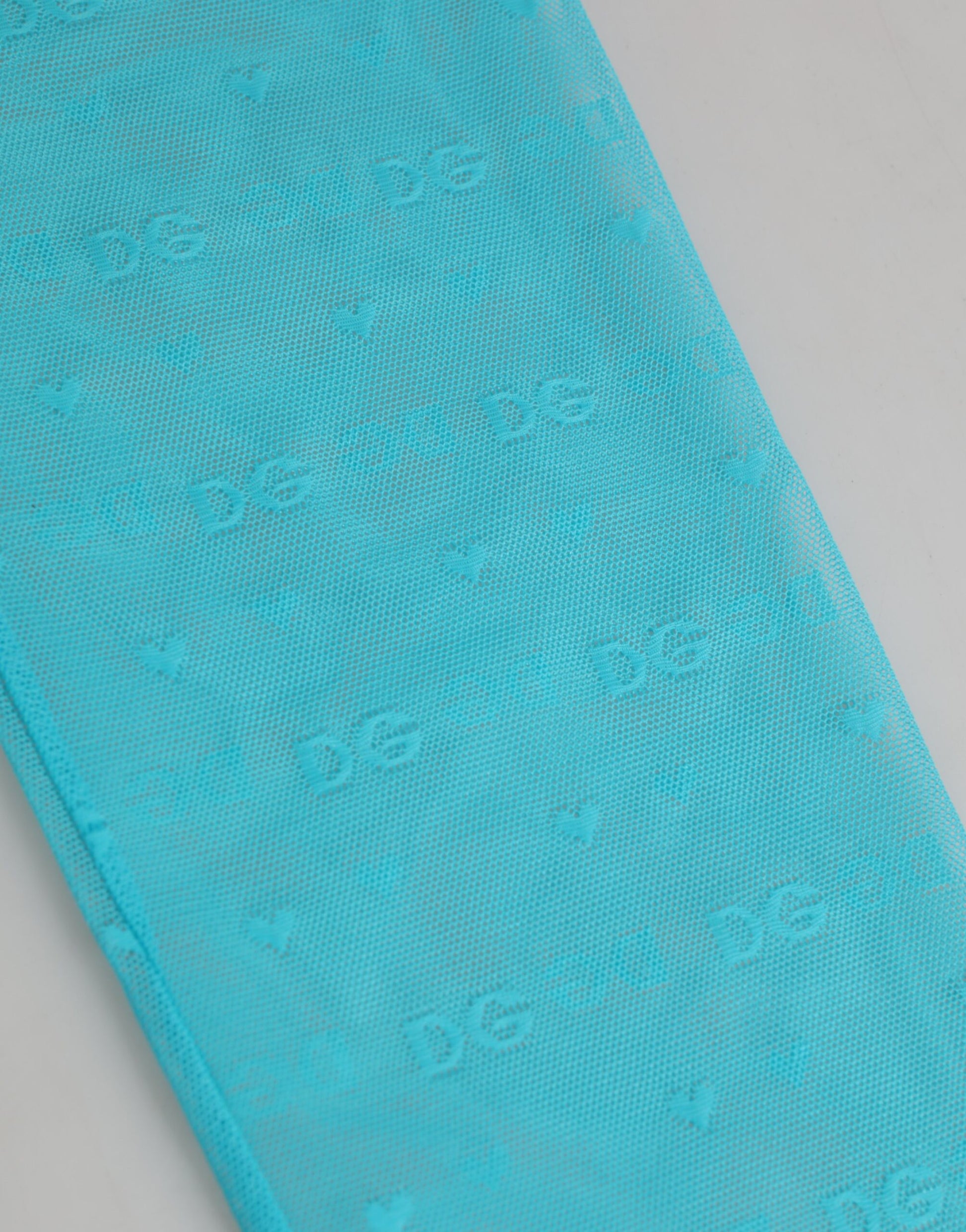 Dolce & Gabbana Light Blue Logo Lace Leggings Pants Underwear