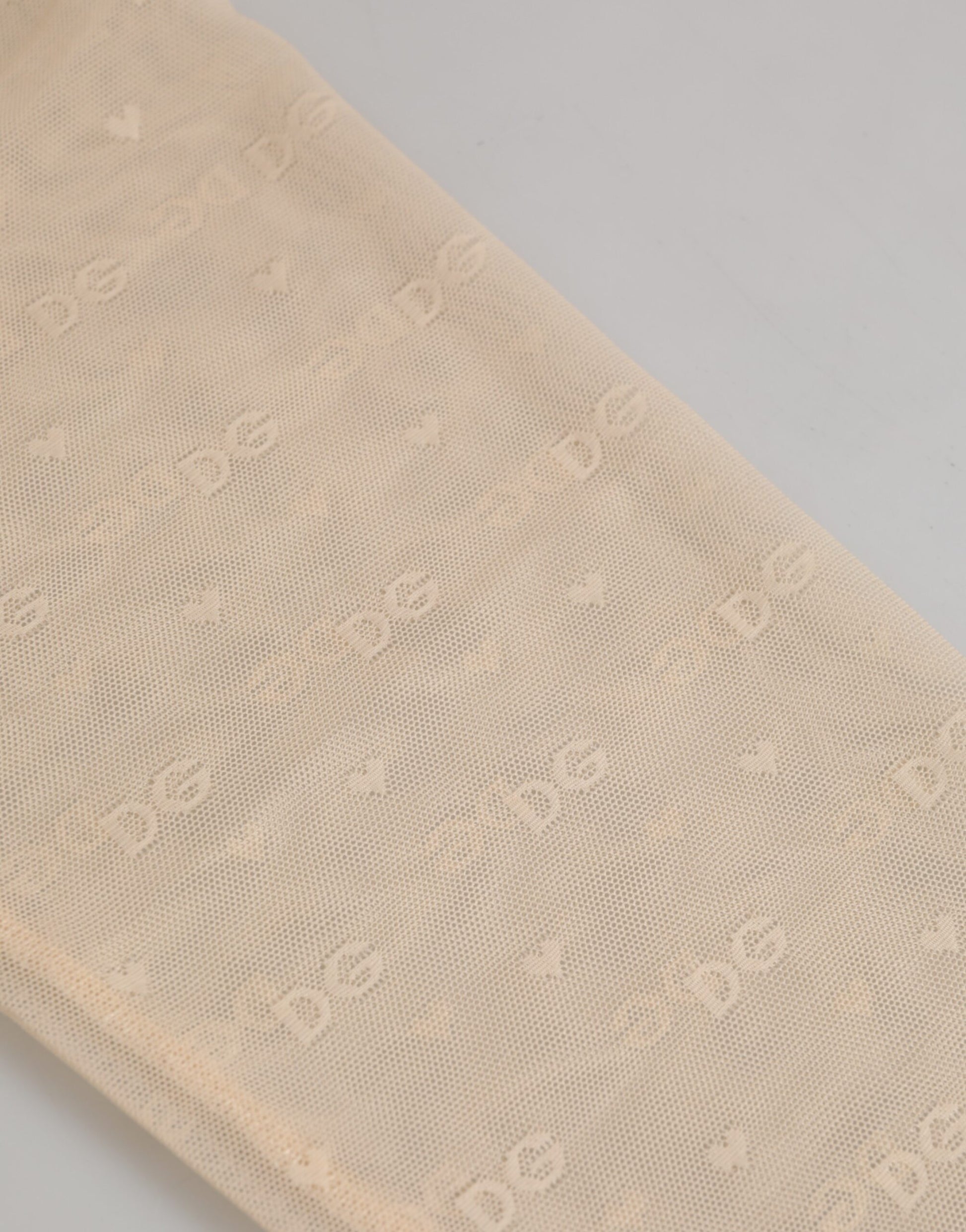 Dolce & Gabbana Beige Nylon Logo Lace Leggings Pants