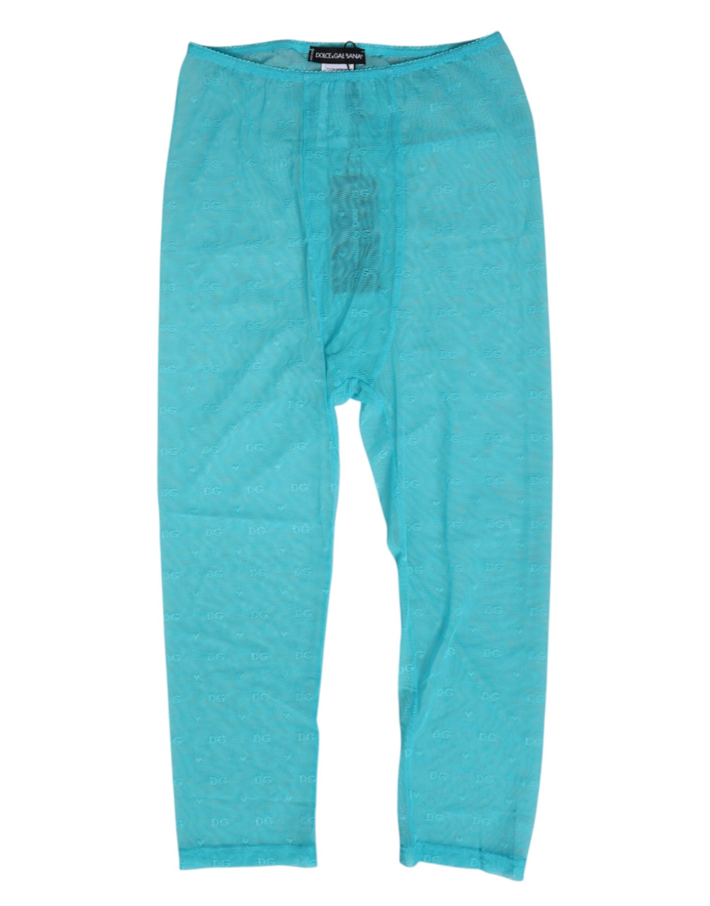 Dolce & Gabbana Light Blue Logo Lace Midi Trouser Underwear