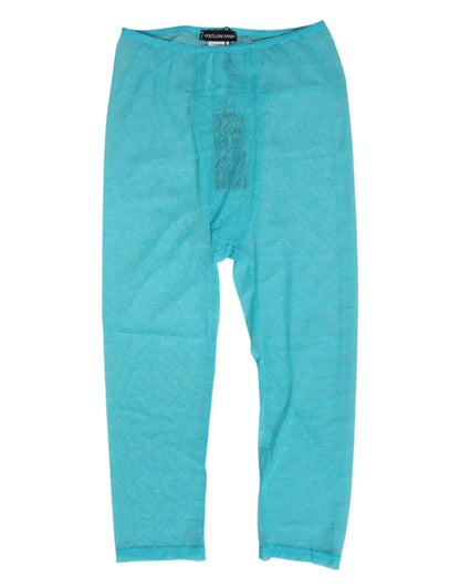 Dolce & Gabbana Light Blue Logo Lace Midi Trouser Underwear