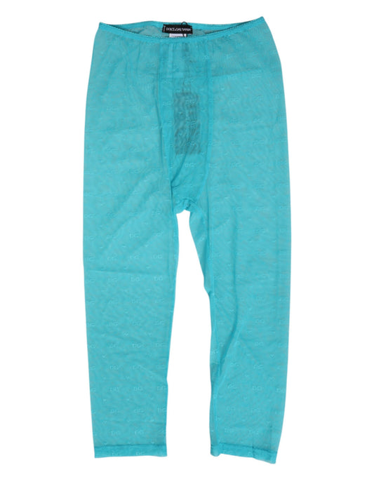 Dolce & Gabbana Light Blue Logo Lace Midi Trouser Underwear