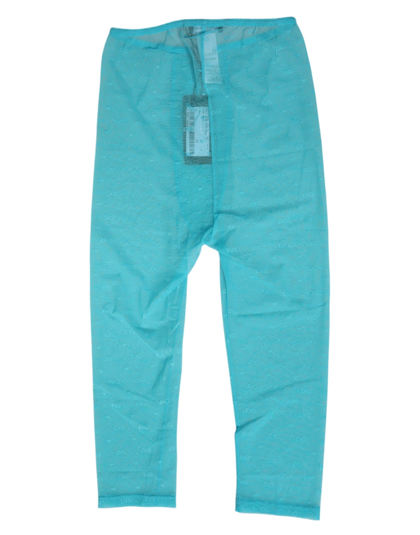 Dolce & Gabbana Light Blue Logo Lace Midi Trouser Underwear