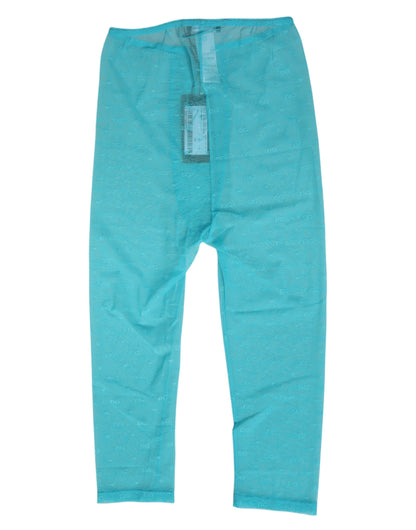 Dolce & Gabbana Light Blue Logo Lace Midi Trouser Underwear