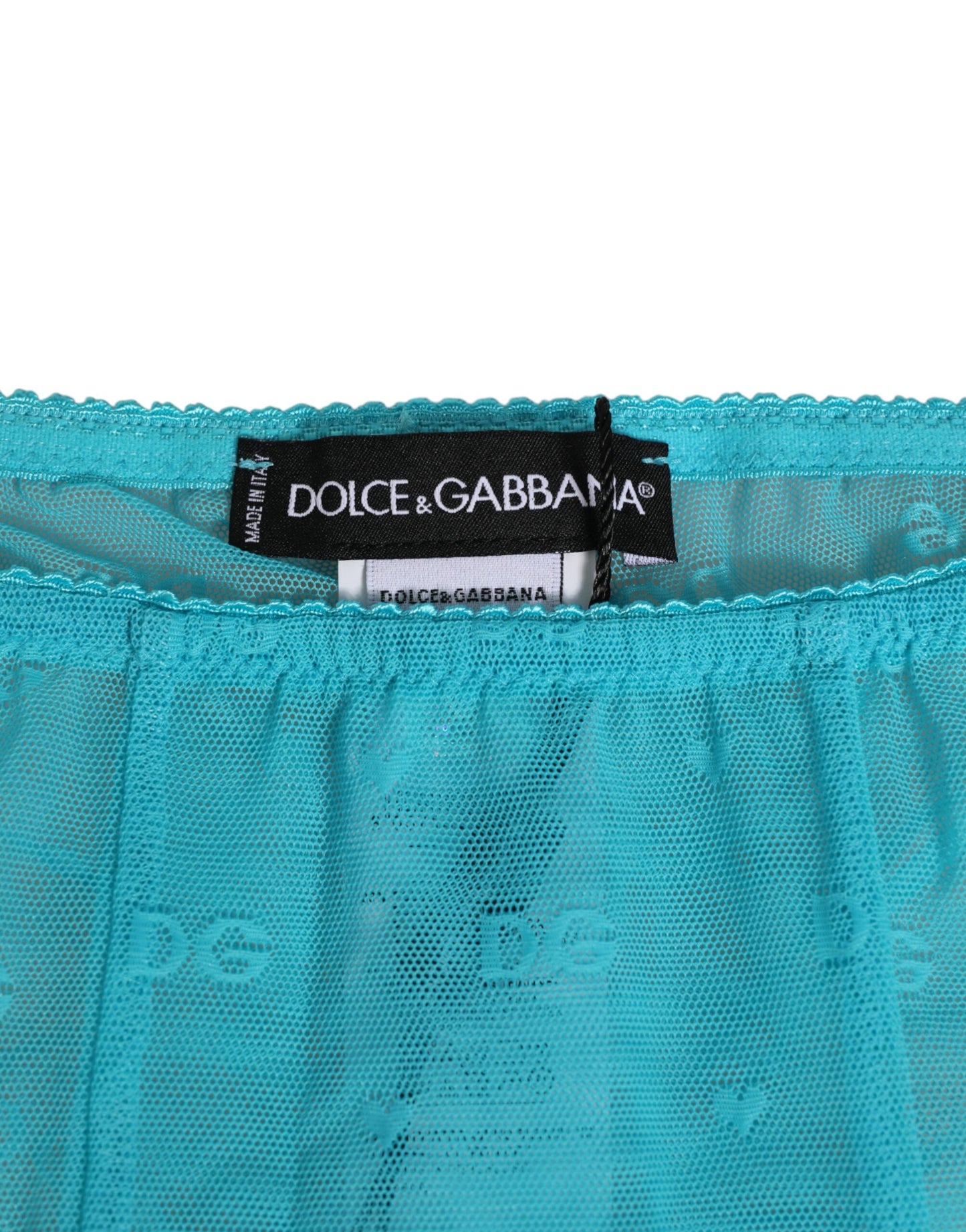 Dolce & Gabbana Light Blue Logo Lace Midi Trouser Underwear
