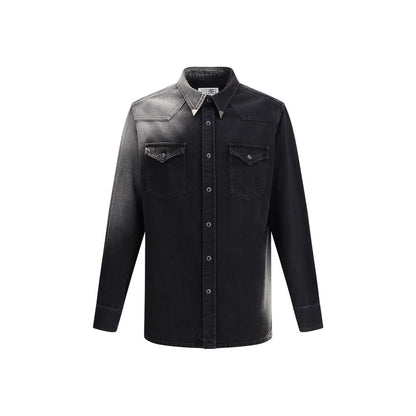MM6 Black Western Denim Shirt for Men