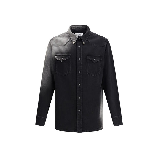 MM6 Black Western Denim Shirt for Men