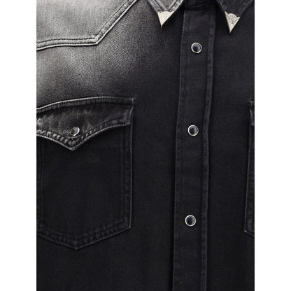 MM6 Black Western Denim Shirt for Men