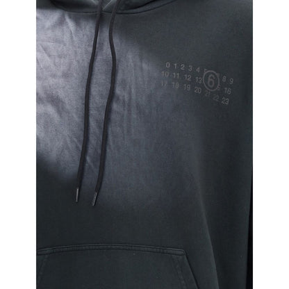 MM6 Black Sweatshirt Logo Hoodie for Men