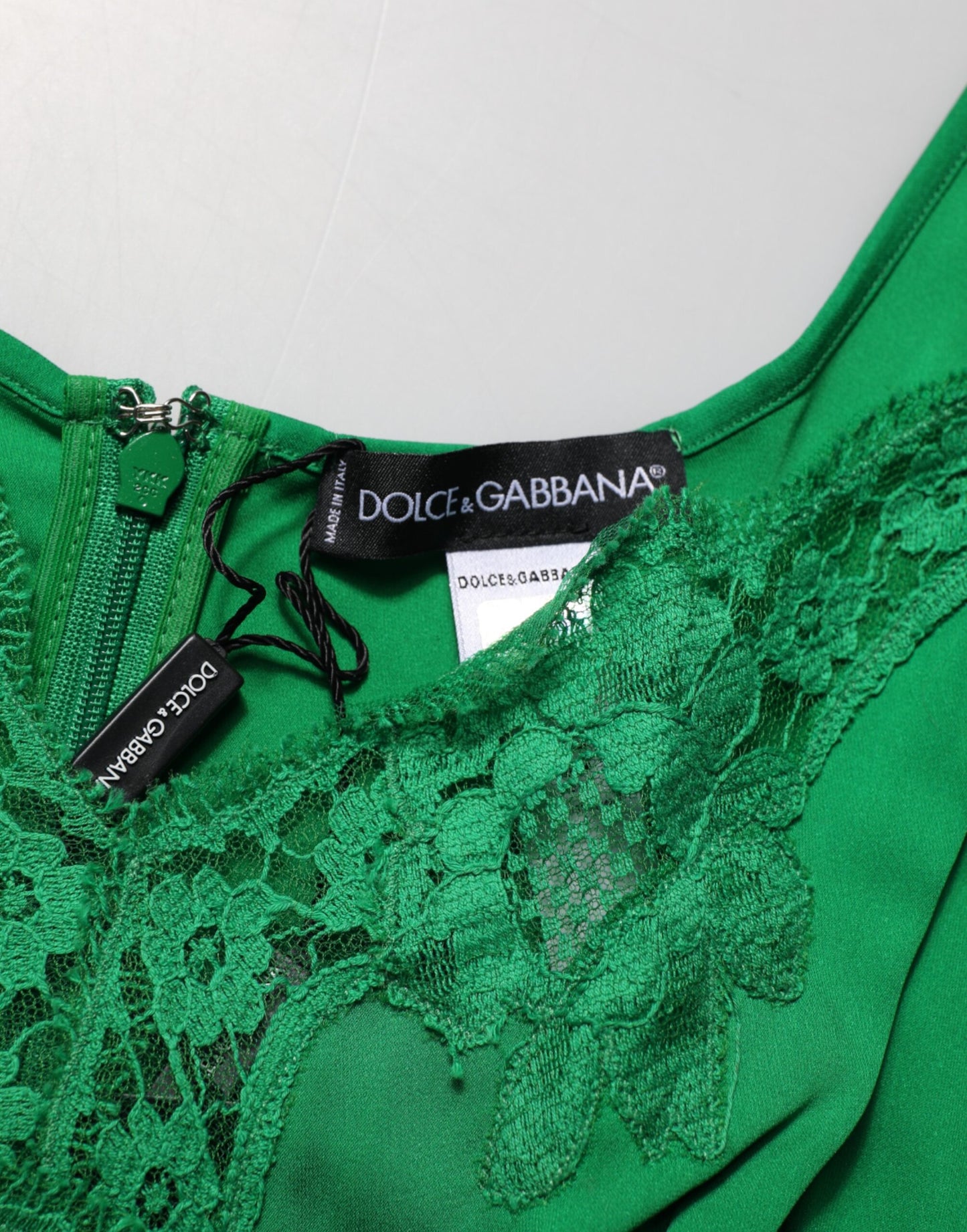 Dolce & Gabbana Green Floral Lace Tank Lingerie Top