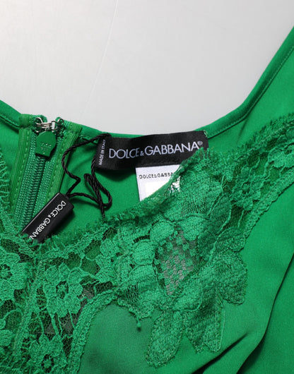 Dolce & Gabbana Green Floral Lace Tank Lingerie Top