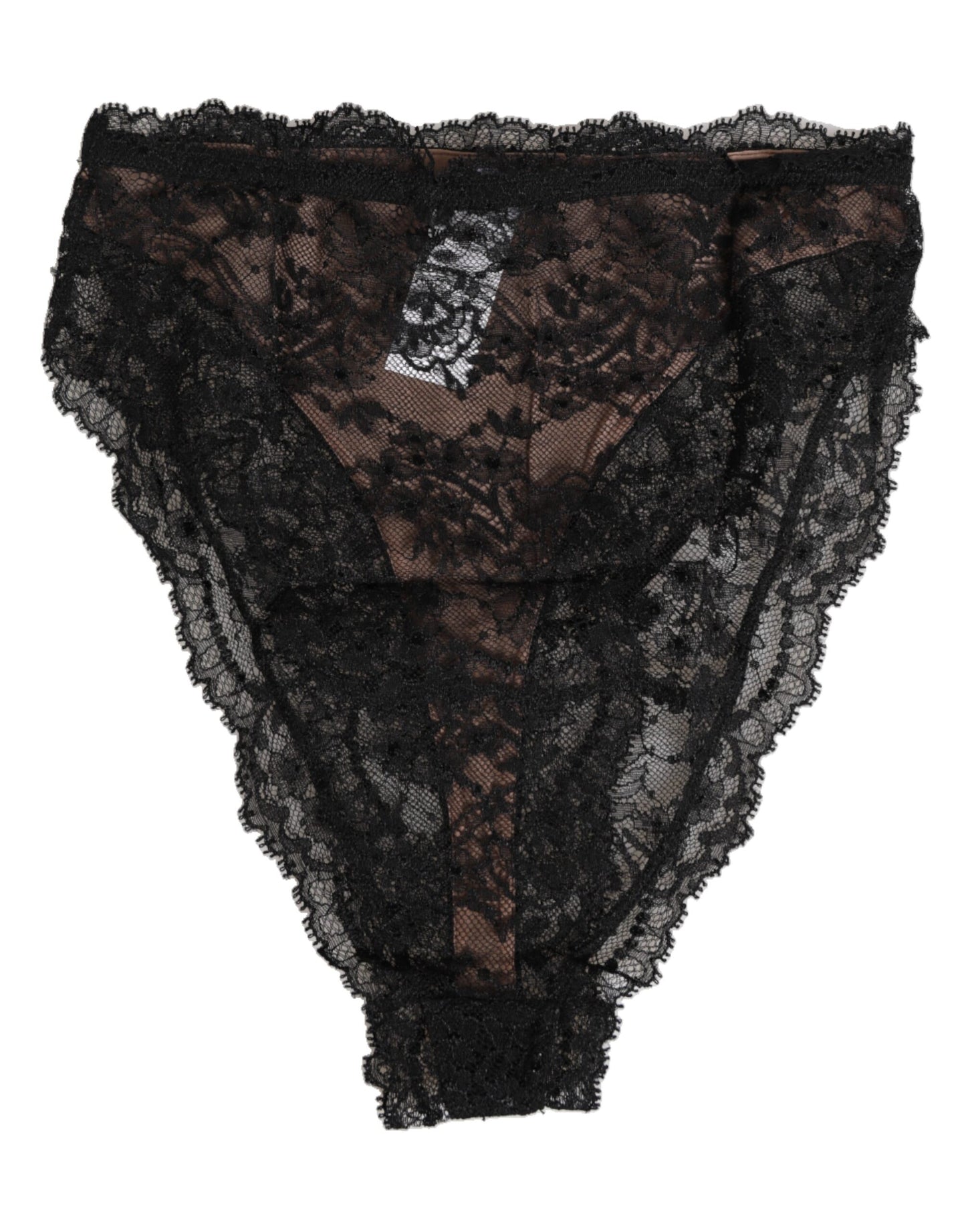 Dolce & Gabbana Black Floral Lace Mesh High Brief Panty