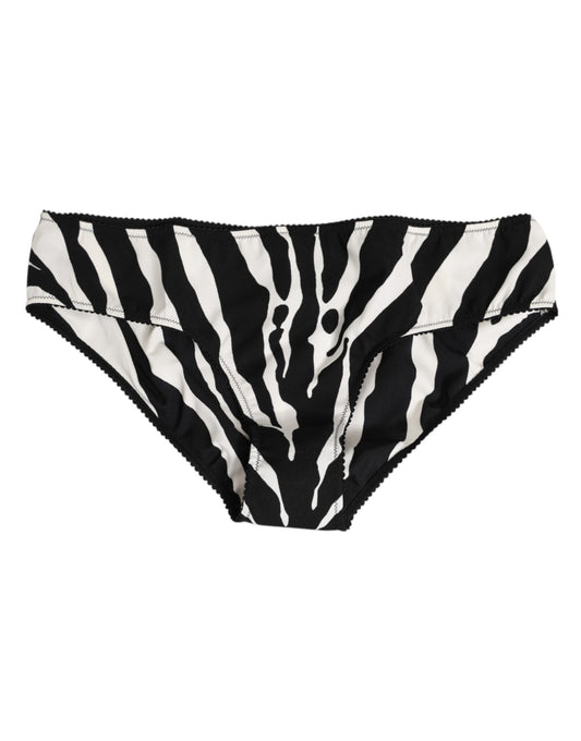 Dolce & Gabbana Black and White Zebra Print Slip Briefs