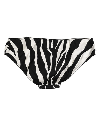 Dolce & Gabbana Black and White Zebra Print Slip Briefs