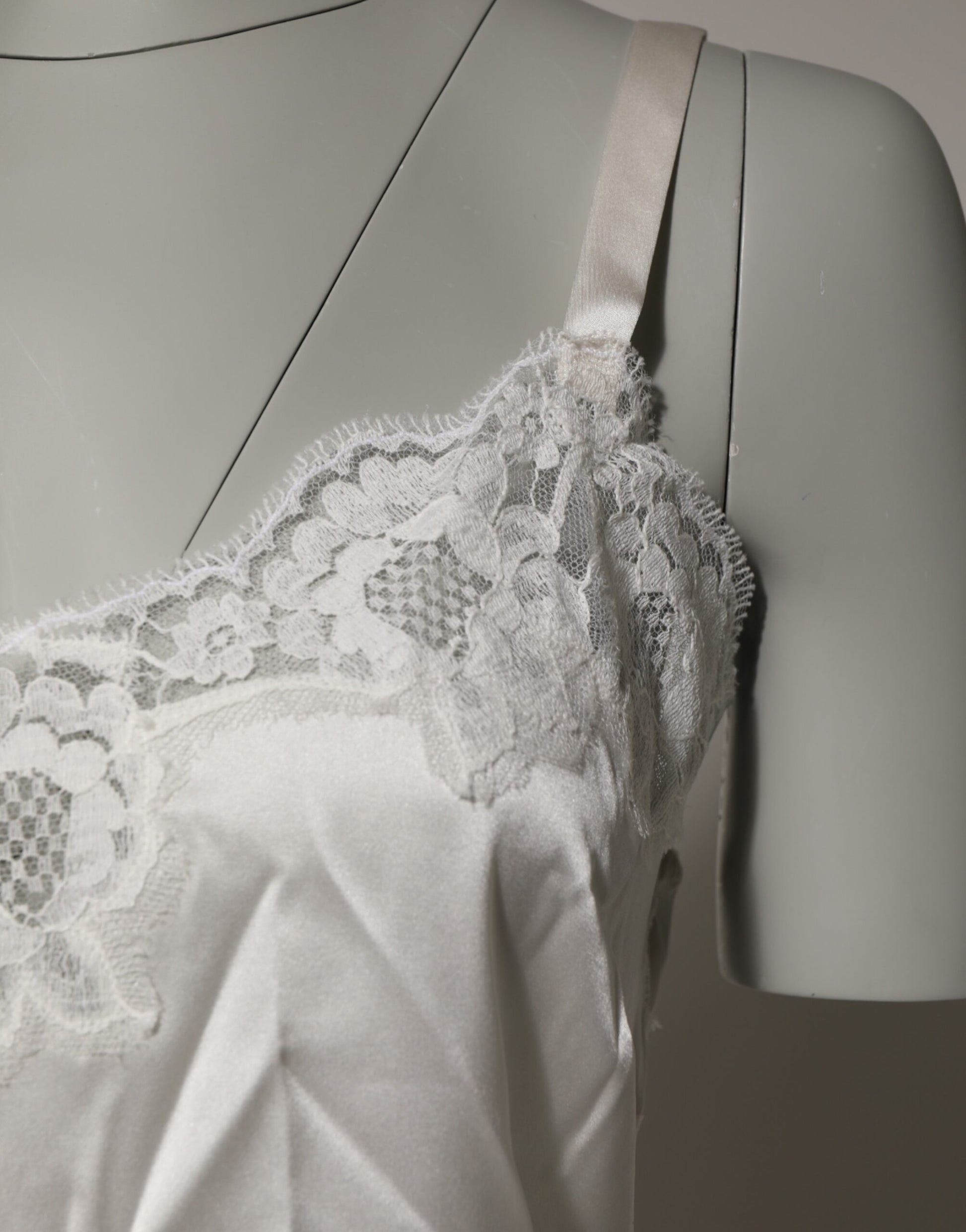 Dolce & Gabbana Off White Floral Lace Tank Lingerie Top