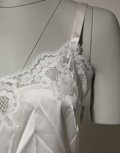 Dolce & Gabbana Off White Floral Lace Tank Lingerie Top