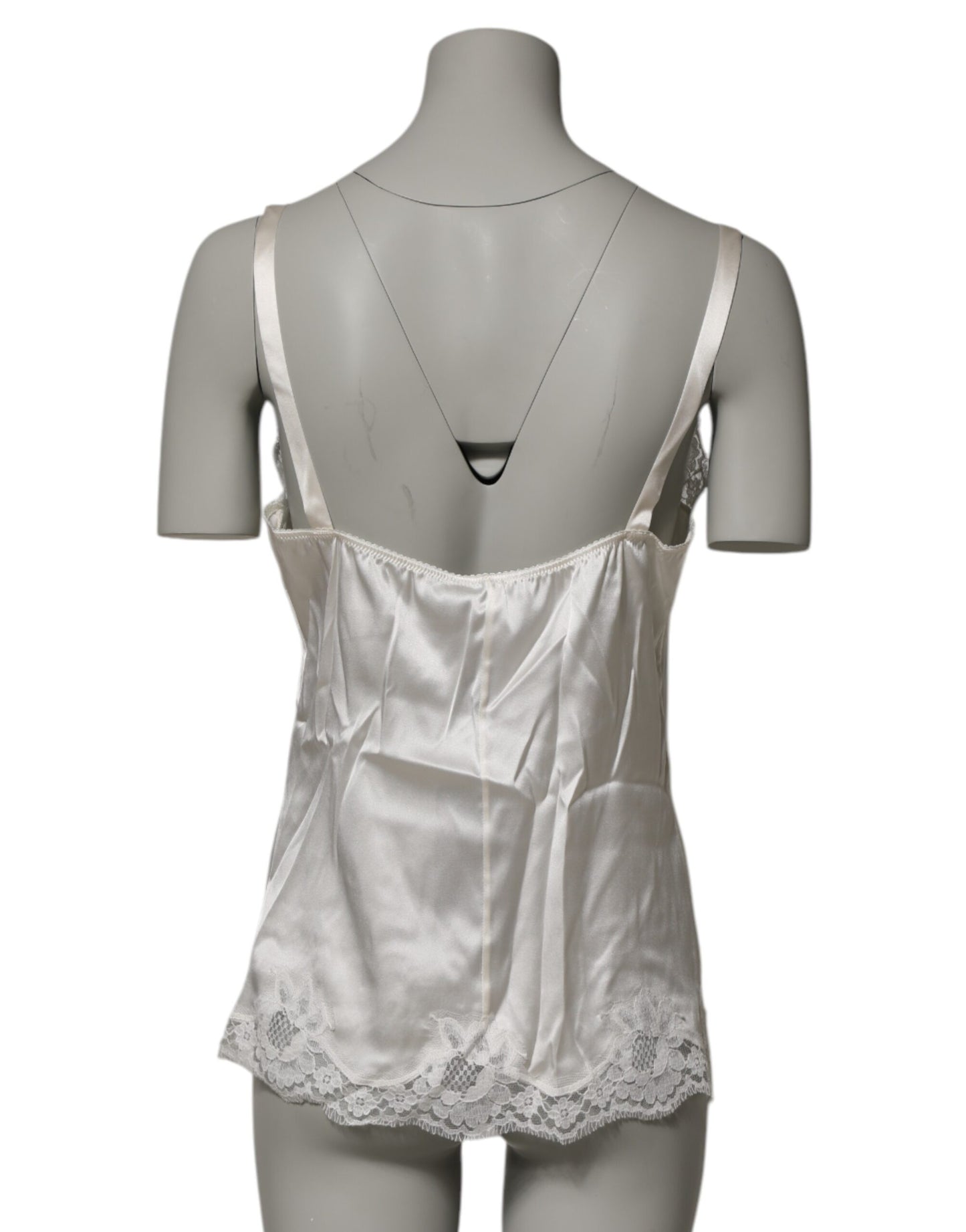 Dolce & Gabbana Off White Floral Lace Tank Lingerie Top