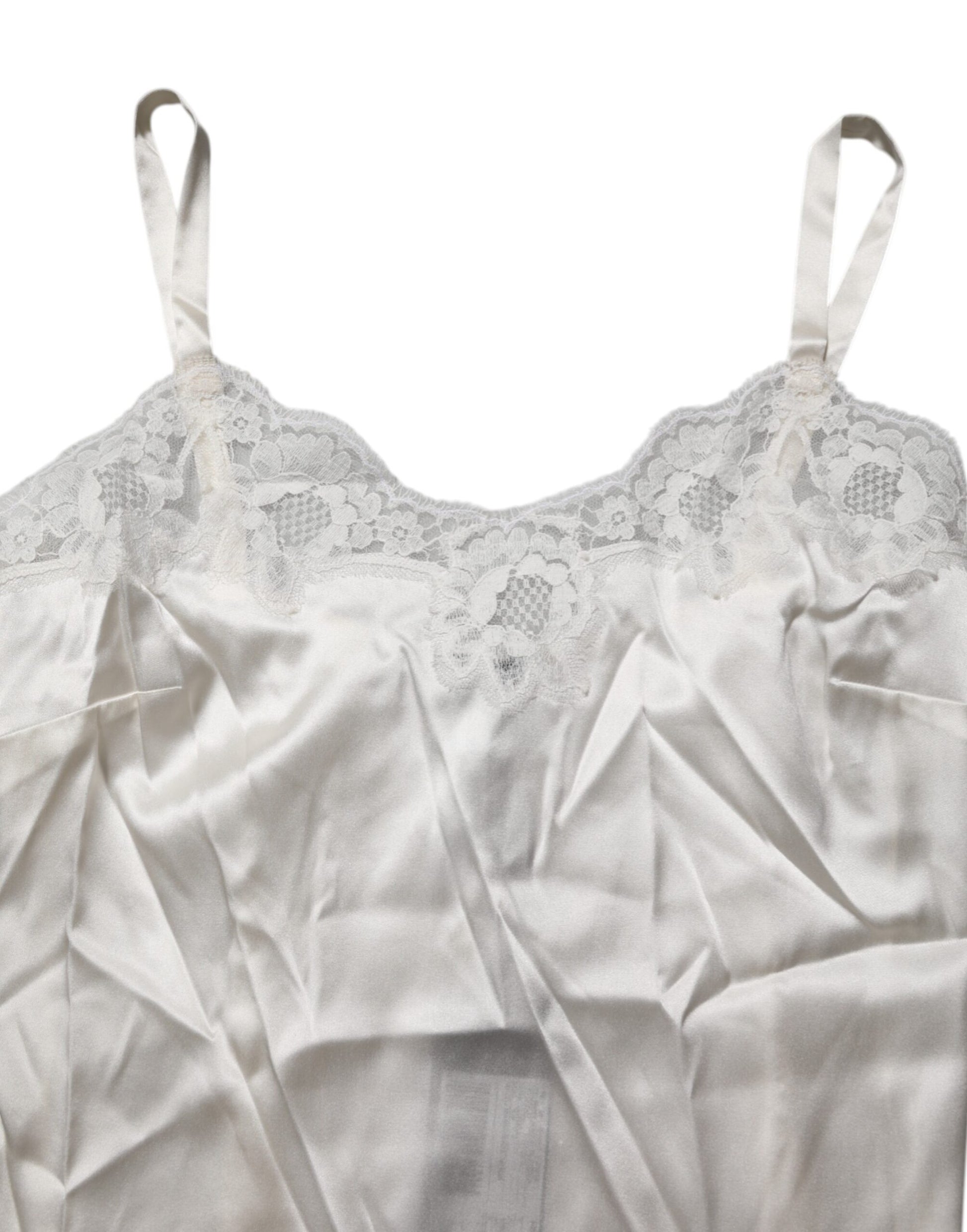 Dolce & Gabbana Off White Floral Lace Tank Lingerie Top