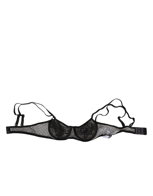 Dolce & Gabbana Black Floral Underwired Balconette Bra