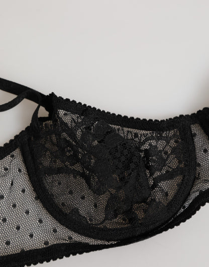 Dolce & Gabbana Black Floral Underwired Balconette Bra
