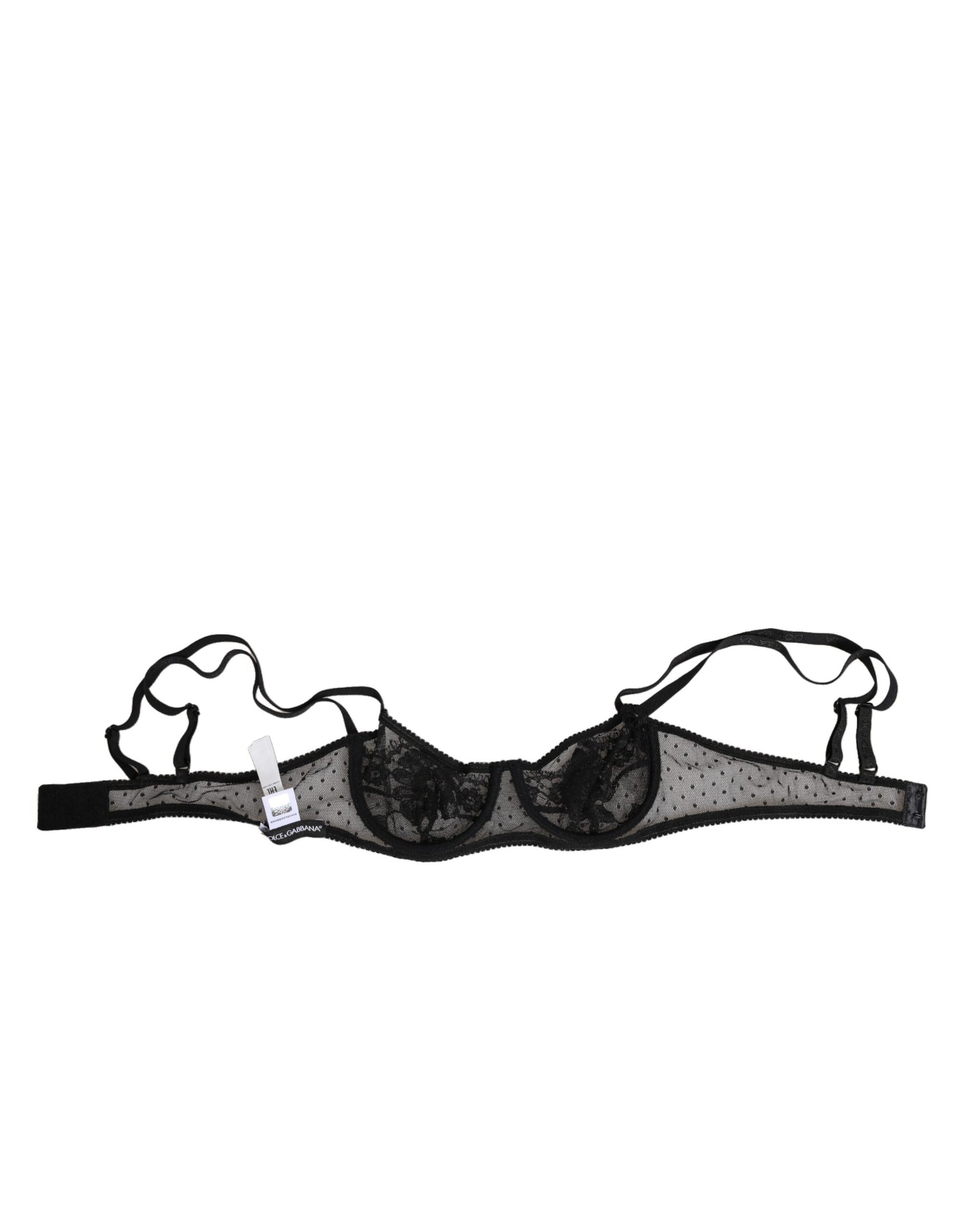Dolce & Gabbana Black Floral Underwired Balconette Bra
