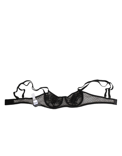Dolce & Gabbana Black Floral Underwired Balconette Bra