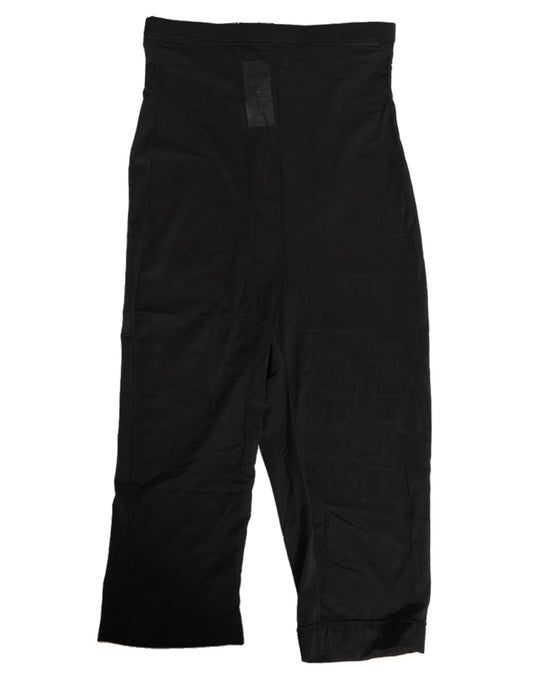 Dolce & Gabbana Black High Waist Tight Midi Trousers