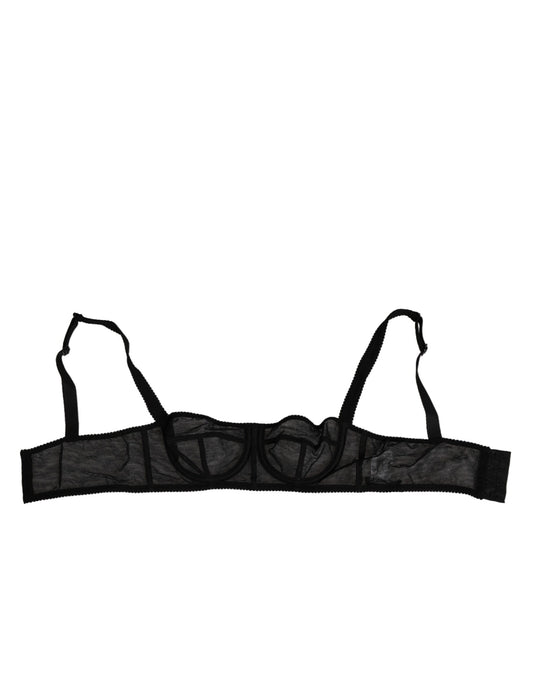 Dolce & Gabbana Black Floral Underwired Balconette Bra