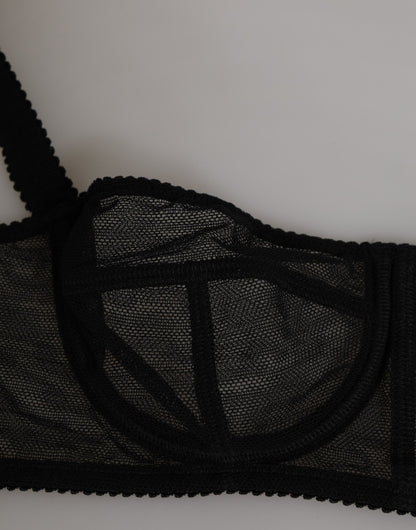 Dolce & Gabbana Black Floral Underwired Balconette Bra