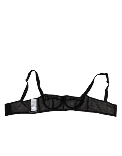 Dolce & Gabbana Black Floral Underwired Balconette Bra