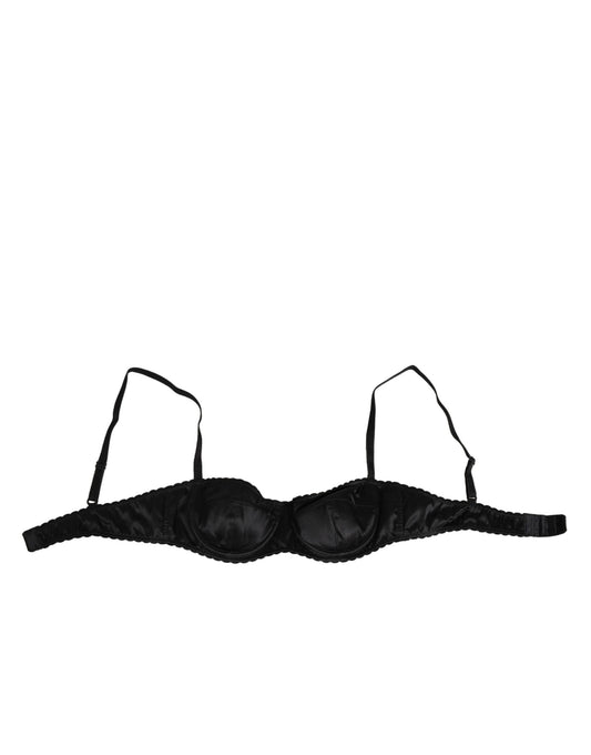 Dolce & Gabbana Black Silk Underwired Balconette Bra