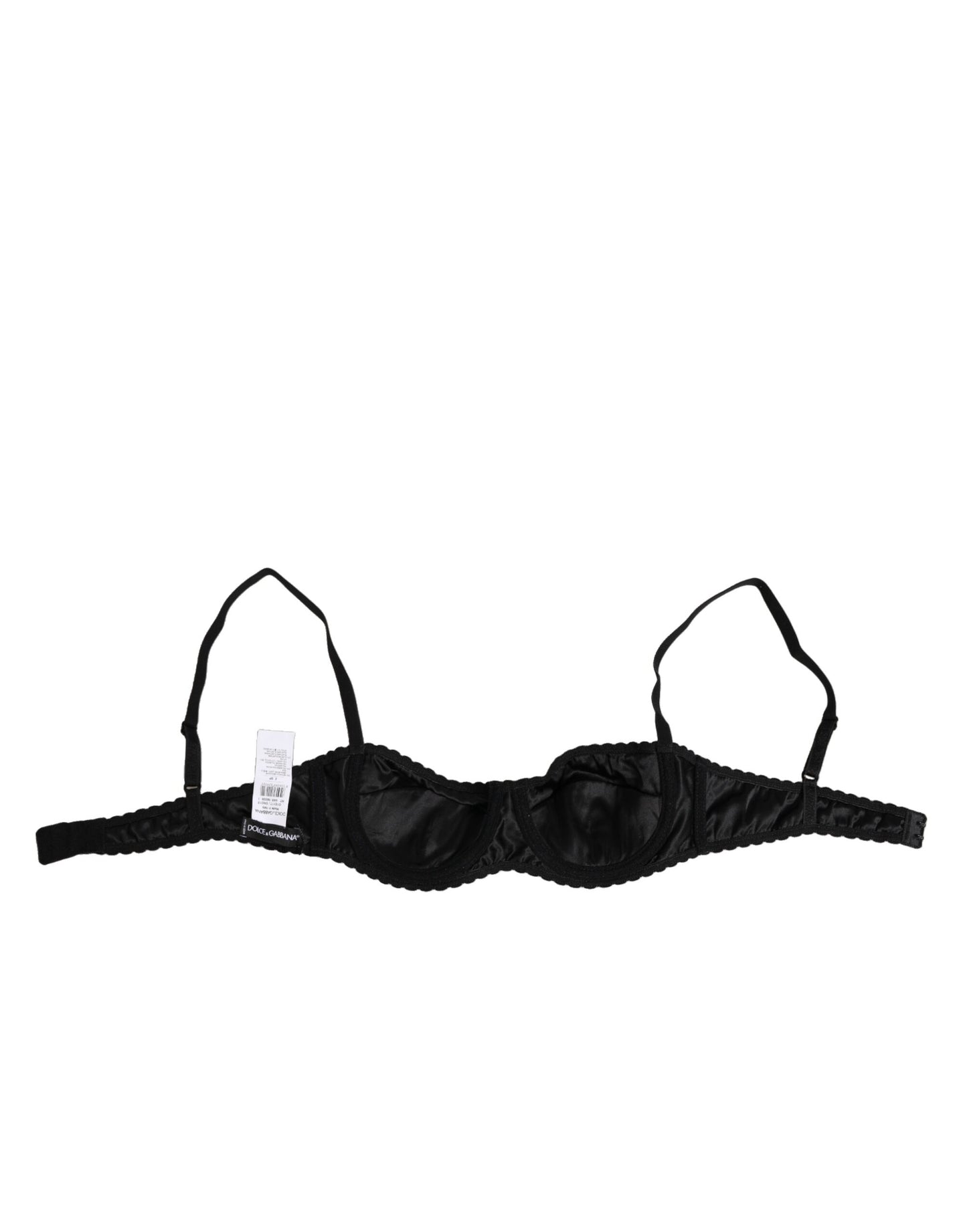 Dolce & Gabbana Black Silk Underwired Balconette Bra