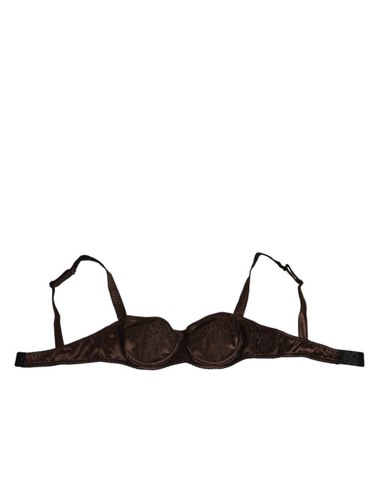 Dolce & Gabbana Brown Silk Underwired Balconette Bra