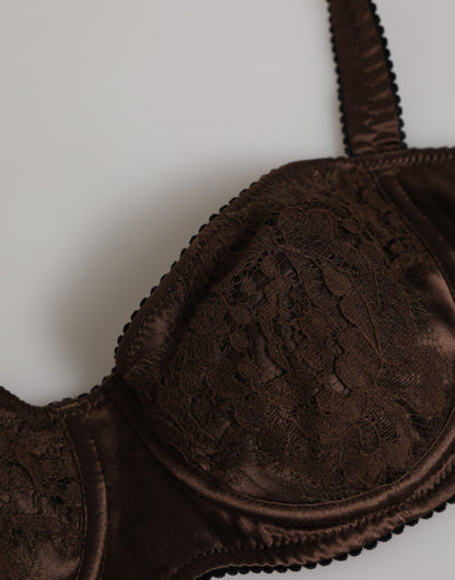 Dolce & Gabbana Brown Silk Underwired Balconette Bra
