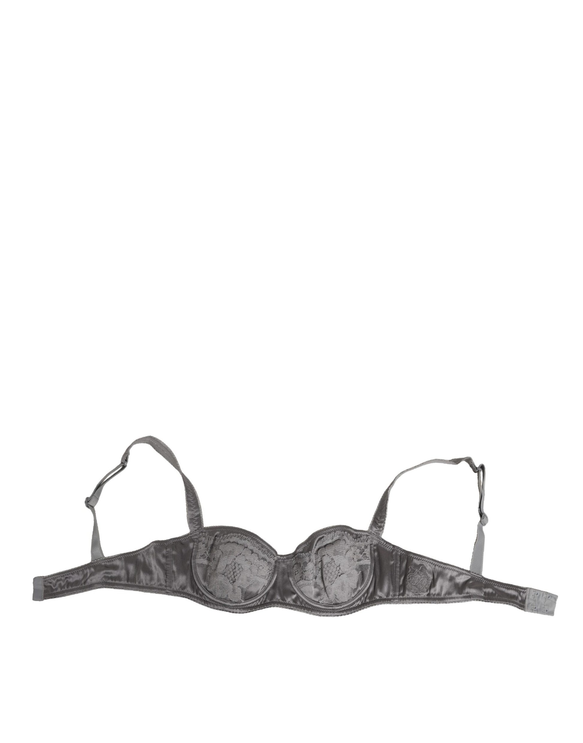 Dolce & Gabbana Gray Silk Underwired Balconette Bra
