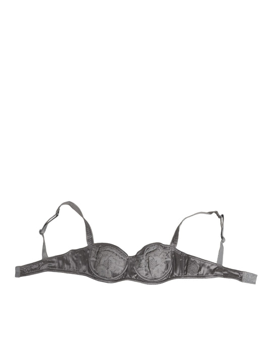 Dolce & Gabbana Gray Silk Underwired Balconette Bra