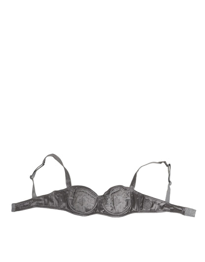 Dolce & Gabbana Gray Silk Underwired Balconette Bra
