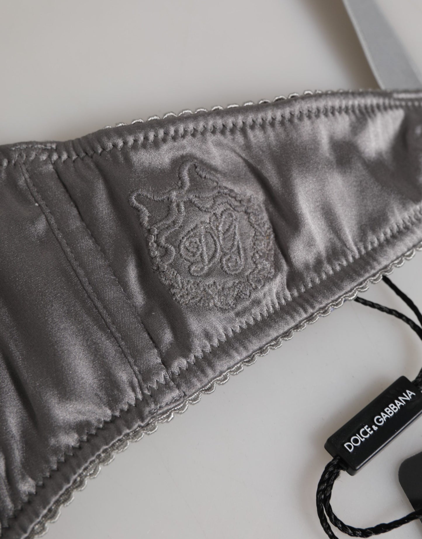 Dolce & Gabbana Gray Silk Underwired Balconette Bra