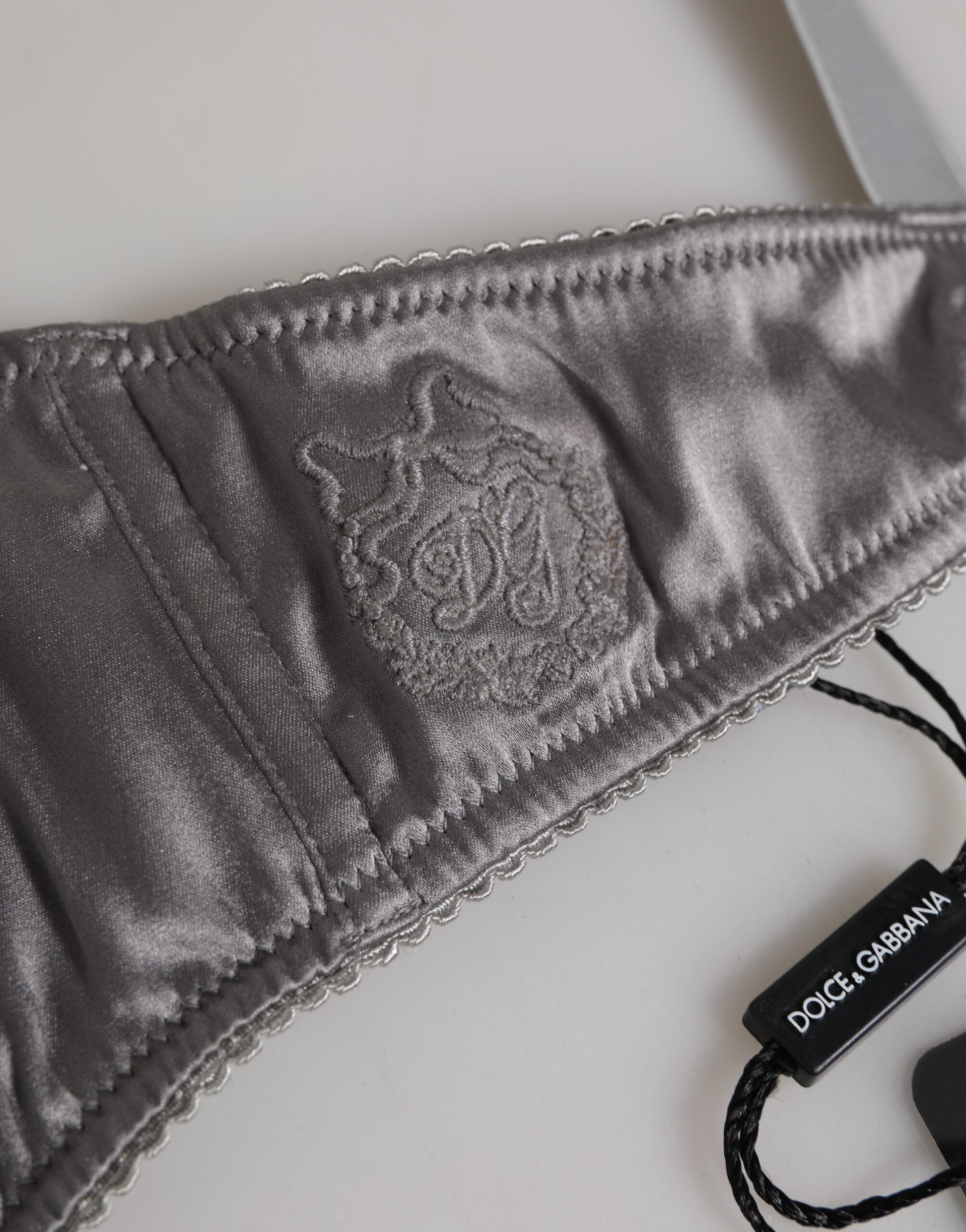 Dolce & Gabbana Gray Silk Underwired Balconette Bra