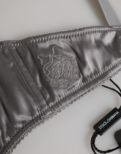 Dolce & Gabbana Gray Silk Underwired Balconette Bra