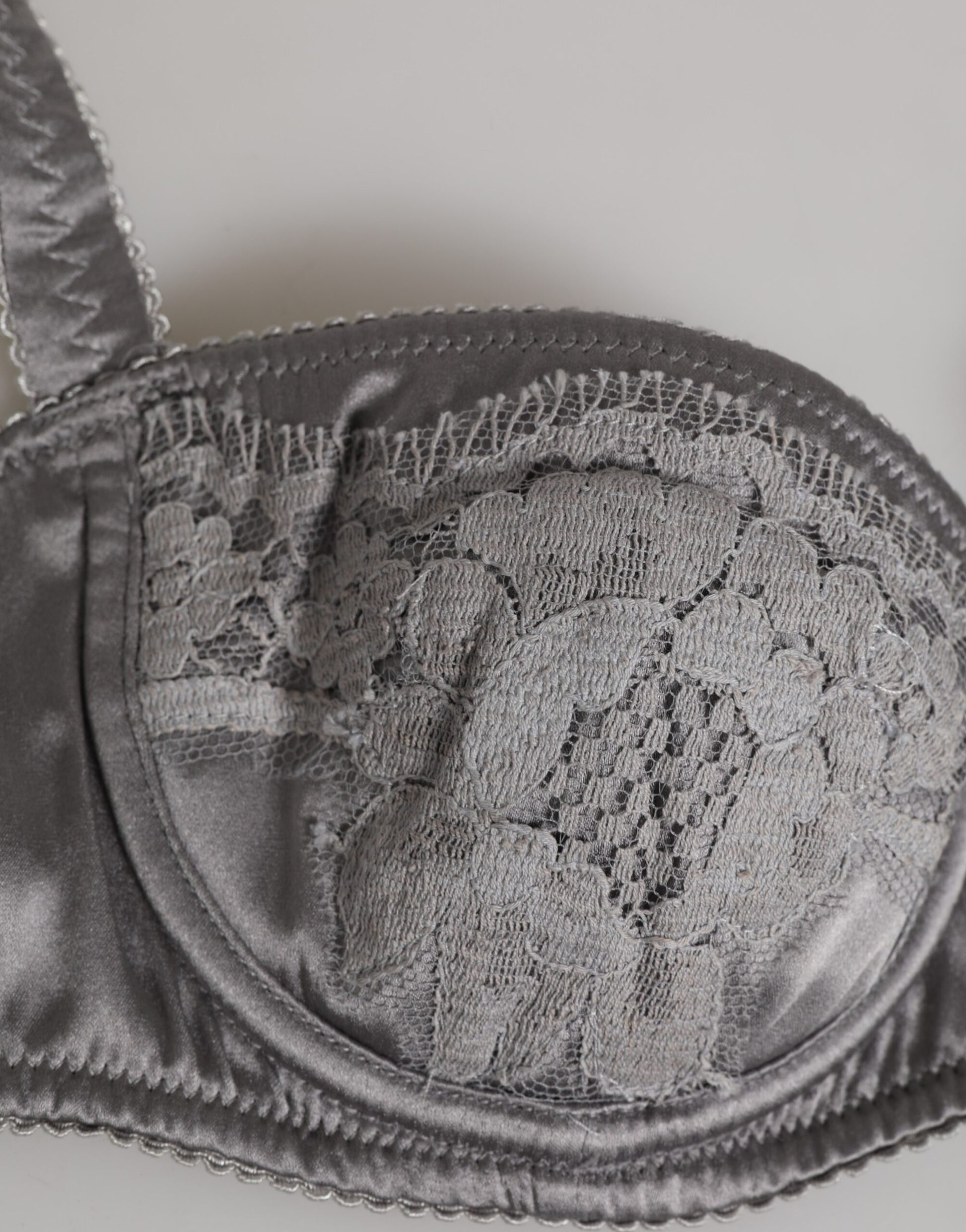 Dolce & Gabbana Gray Silk Underwired Balconette Bra