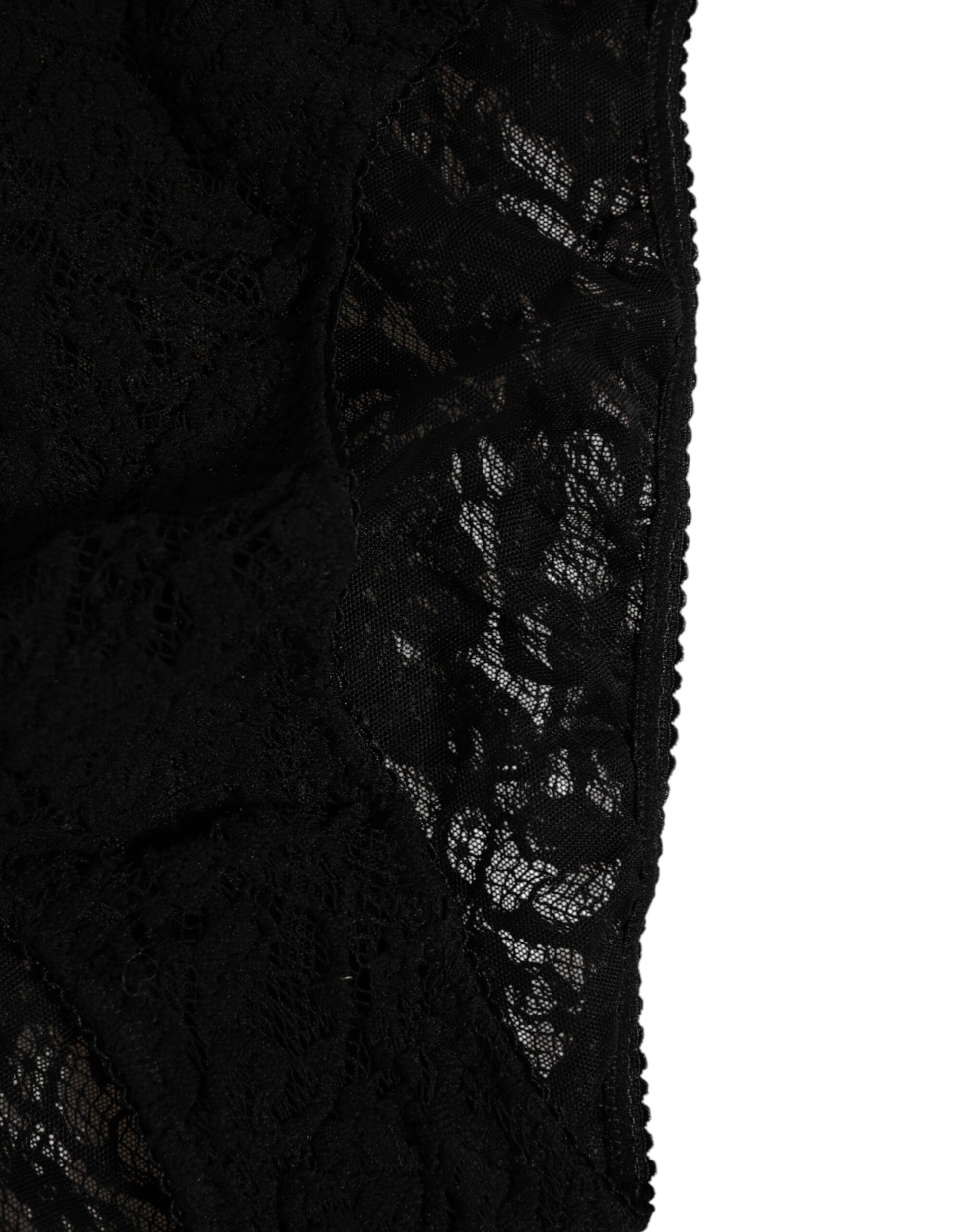 Dolce & Gabbana Black Lace Slip Brief with Logo Waistband